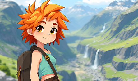 Девушка гуляет по горам