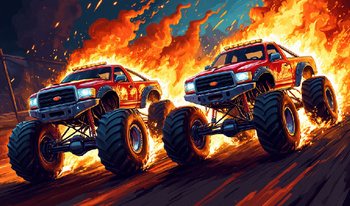 Monster Trucks vs Flames