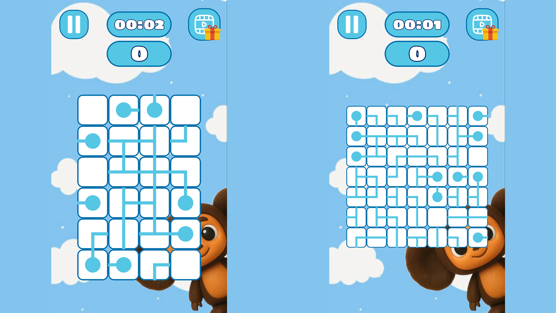 Собирай пазлы вместе с Чебурашкой!