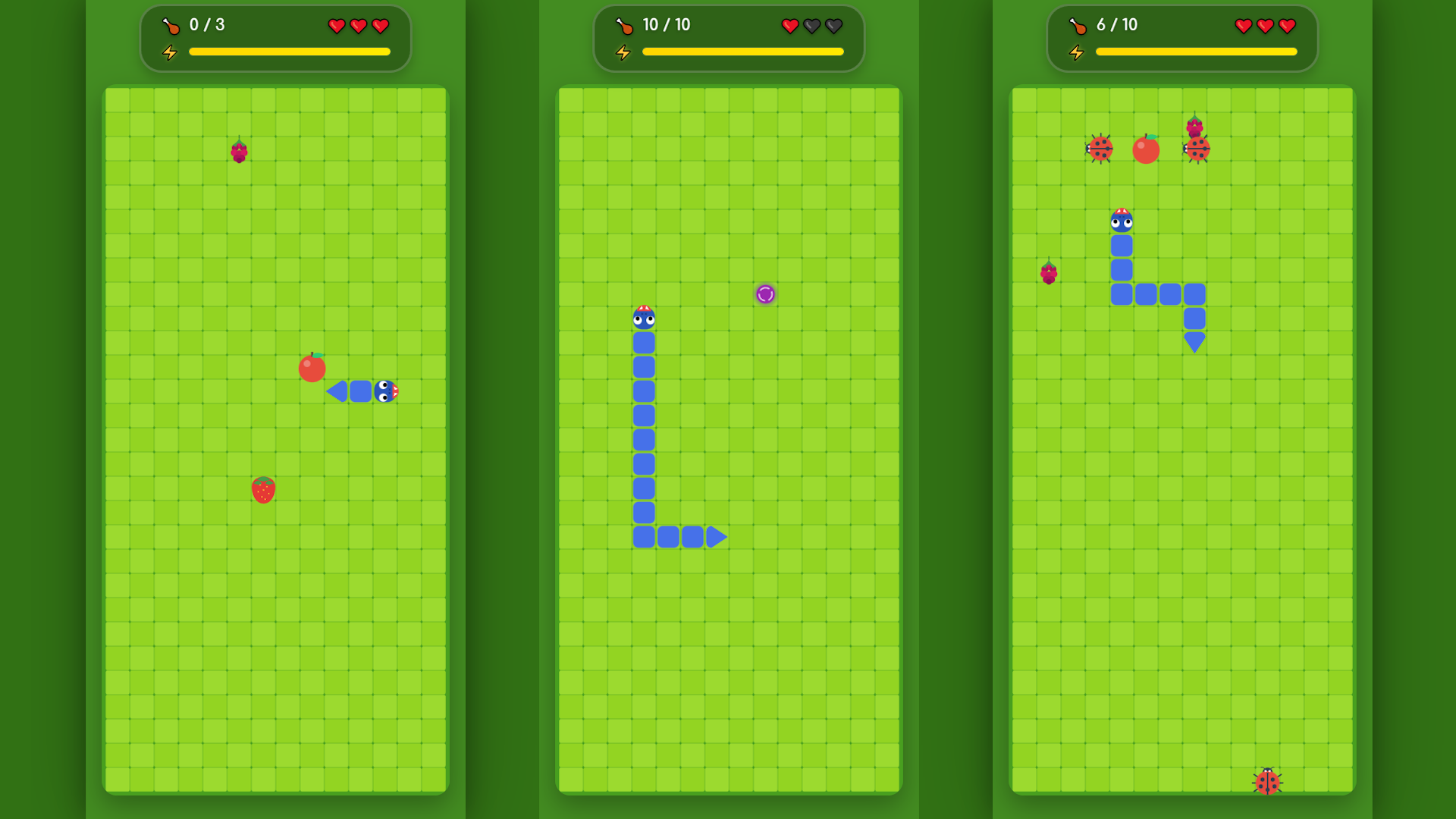 Змейка: Жуки и Фрукты