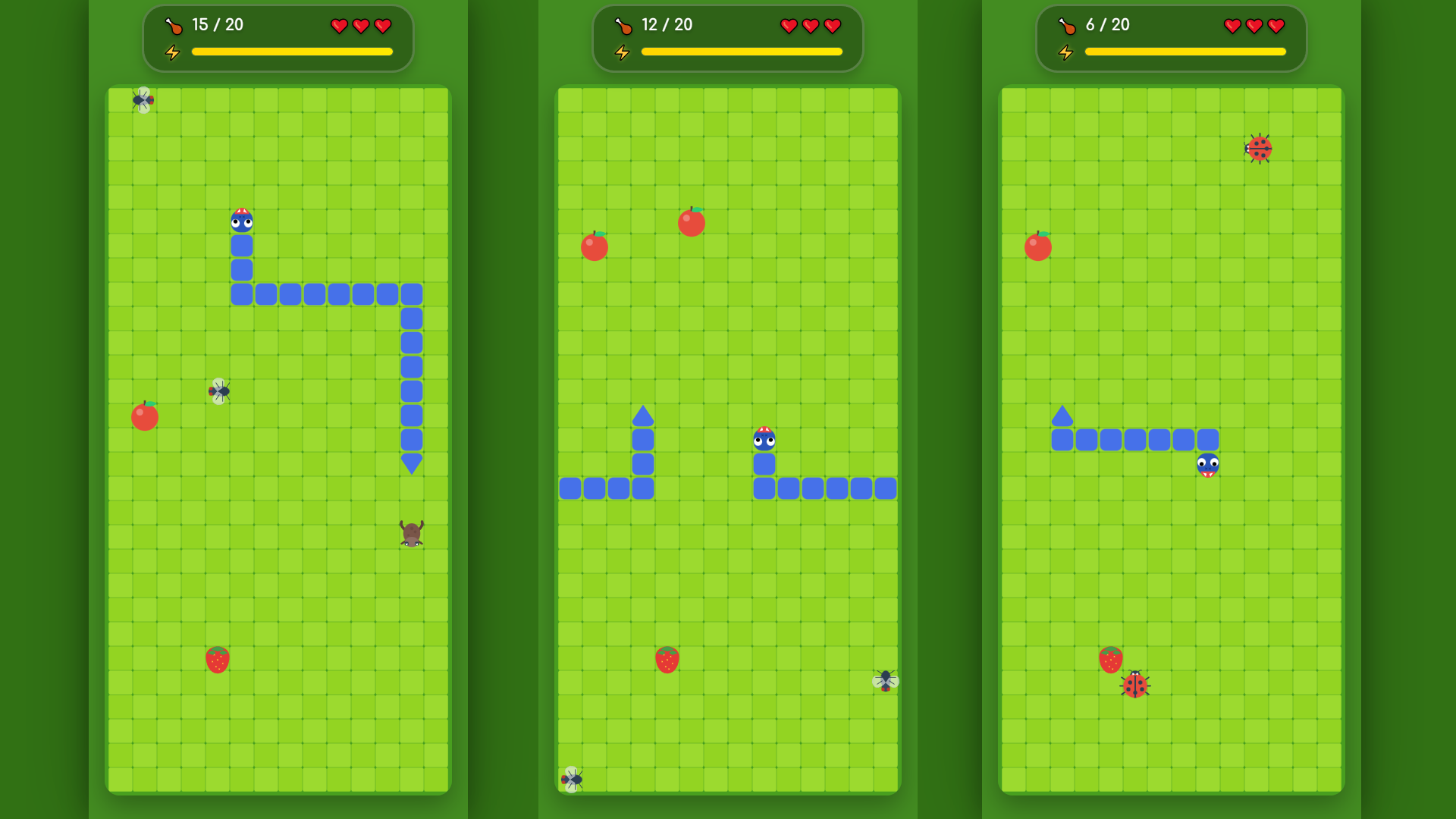 Змейка: Жуки и Фрукты