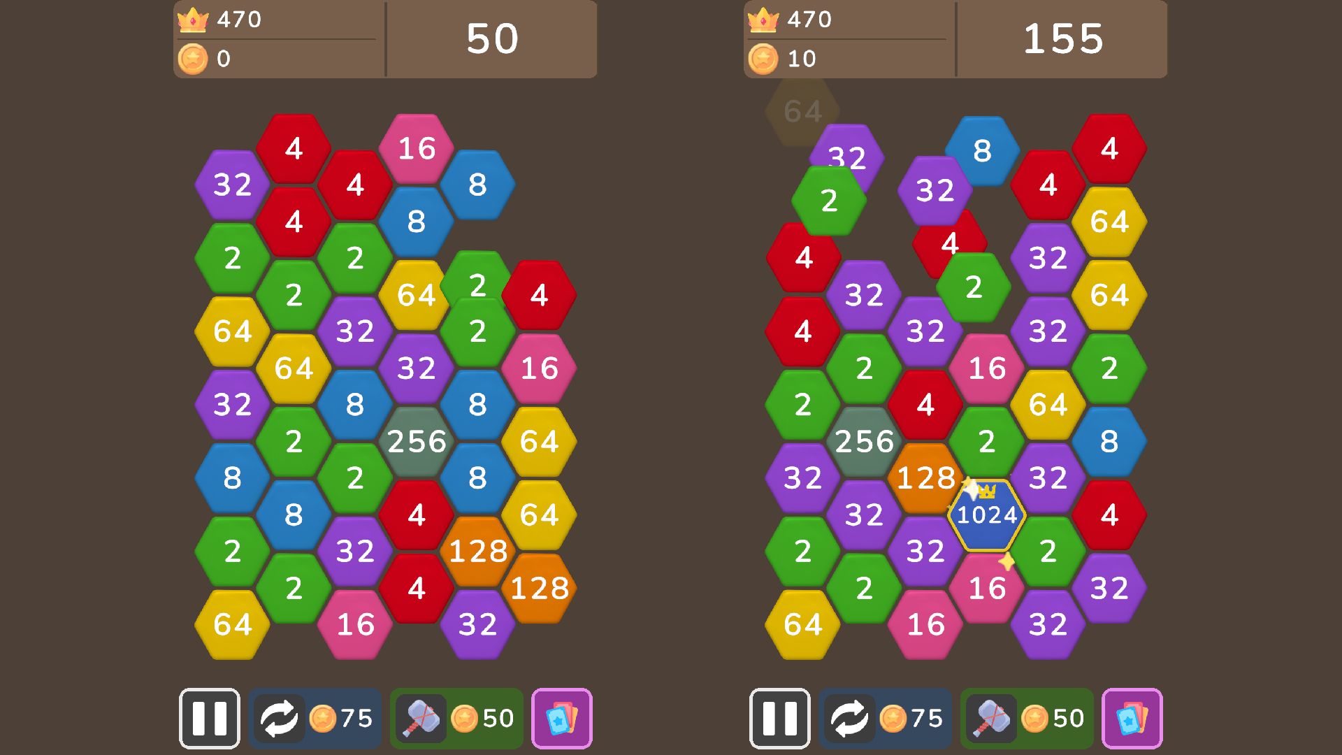 Соединяй шестиугольники 2048