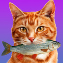 Кот ест Рыбку 3D