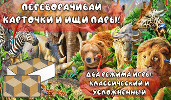 Мемори - найди пару! Дикие животные