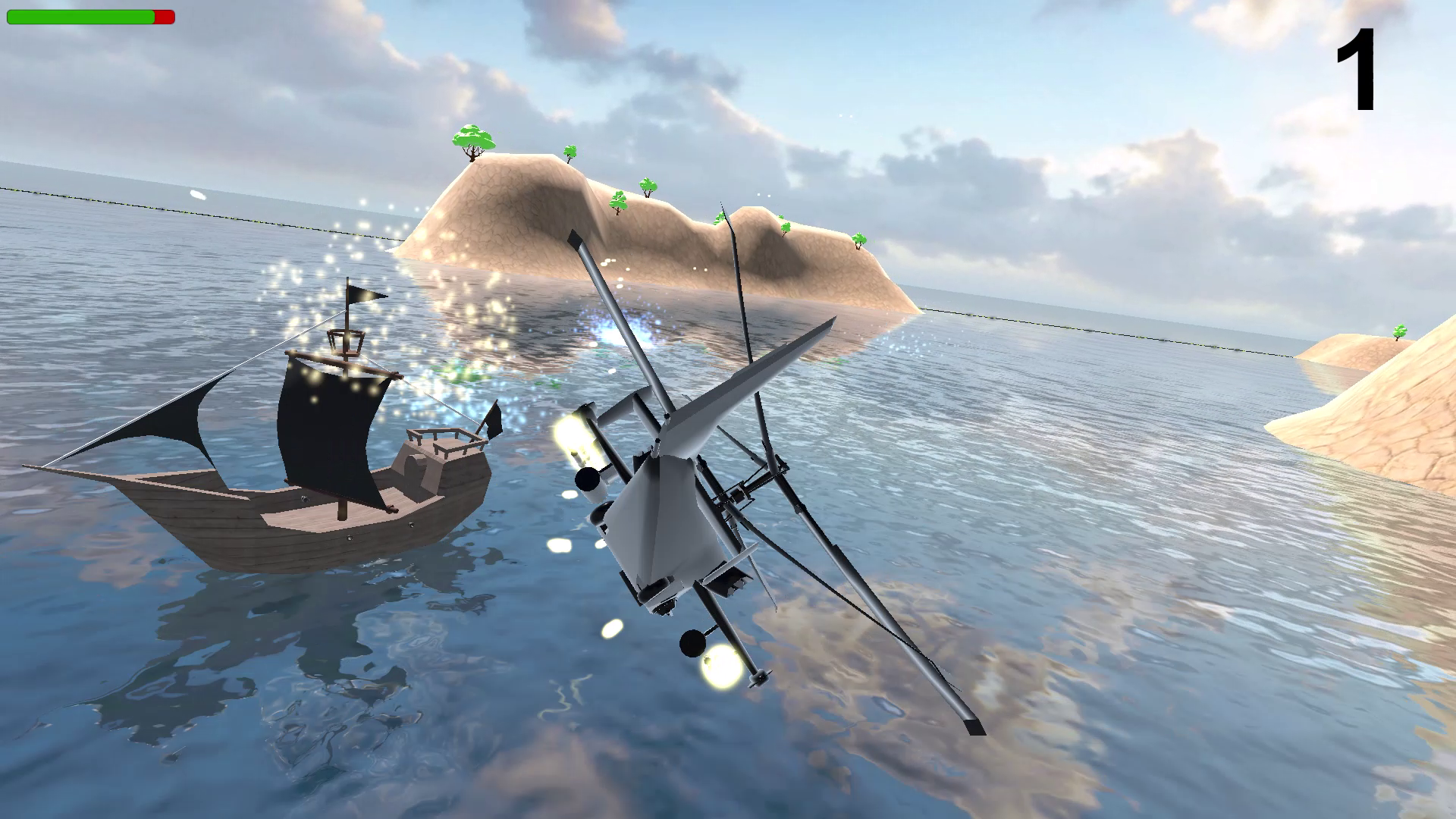 Морской бой. К-50 против пиратов.