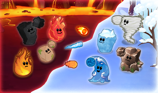 персонаж комбинирует стихии в игре