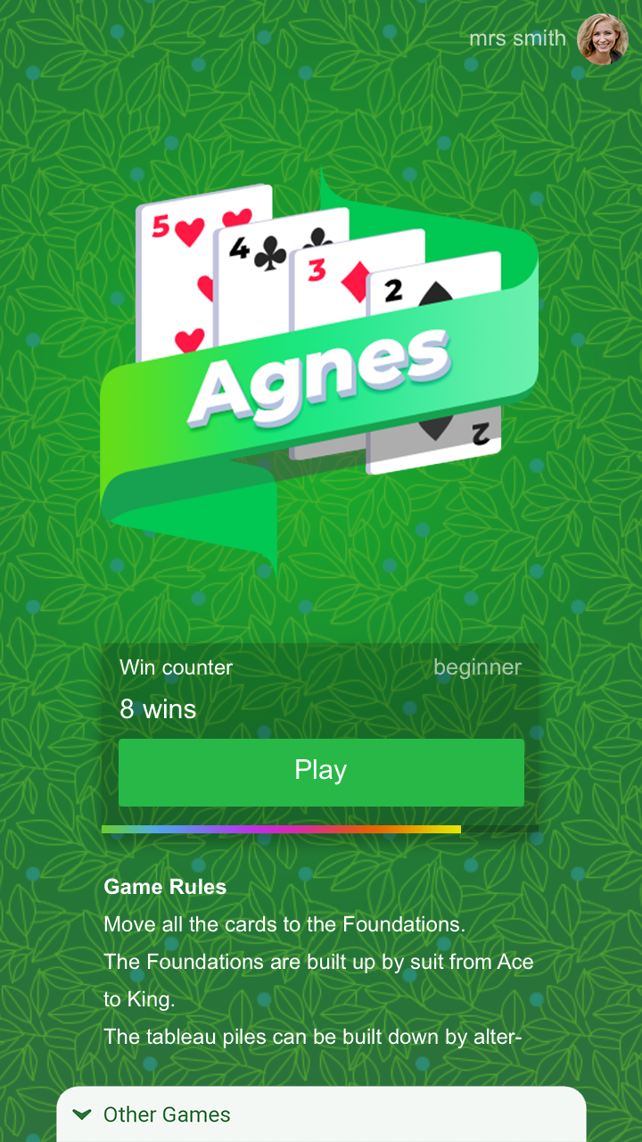 Pera A tientas bostezando Agnes Solitaire — play online for free on Yandex Games