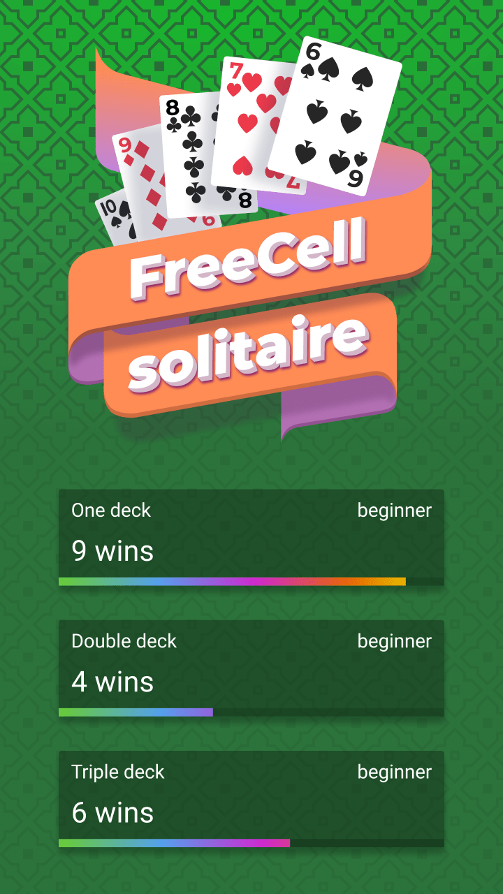 Freecell Solitaire Card Game On Green Background With Standard