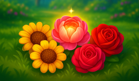 Соединяй цветы! 2048 букетов