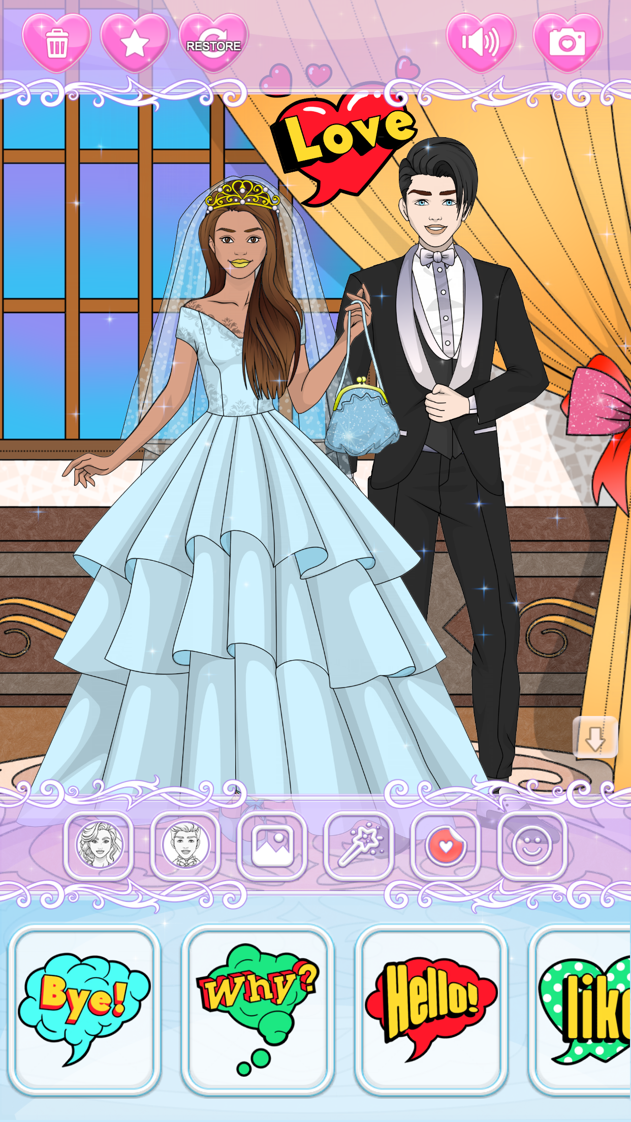Wedding Coloring Dress Up - play online for free on Yandex Games