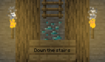 Down the stairs
