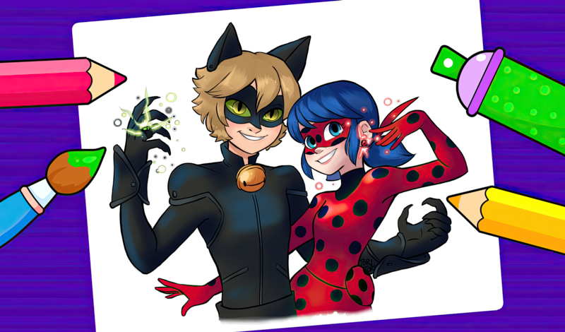 Miraculous: Ladybug & Cat Noir - Coloring book — play online for