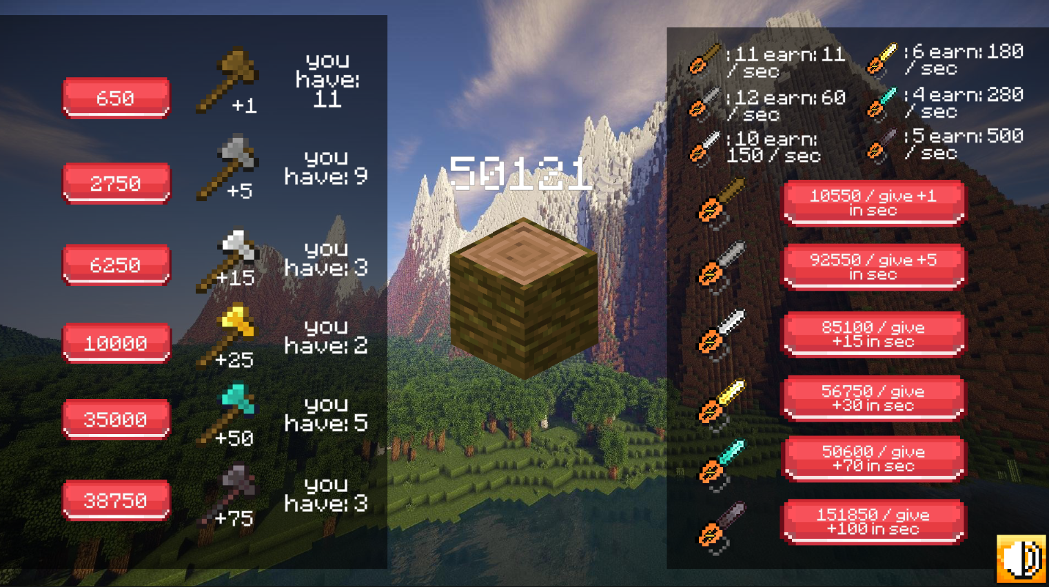 MINECRAFT CLICKER free online game on