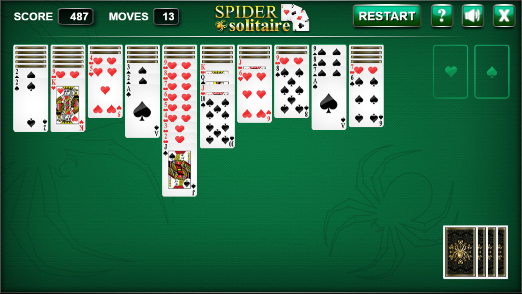 Spider Solitaire: free online card game, play full-screen without