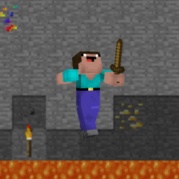 Nubik jumps on the rocks. Dungeon