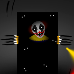 Angry clown in scary park vs hunter