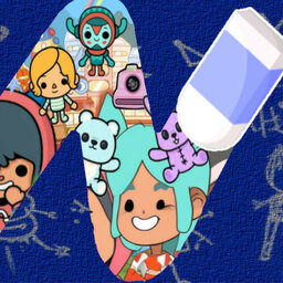 Erase drawing and find sticker: Toca Boca