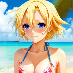 Anime girls on a tropical beach