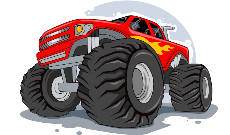 Red Monster Truck running. Cool cartoon , Stock Video