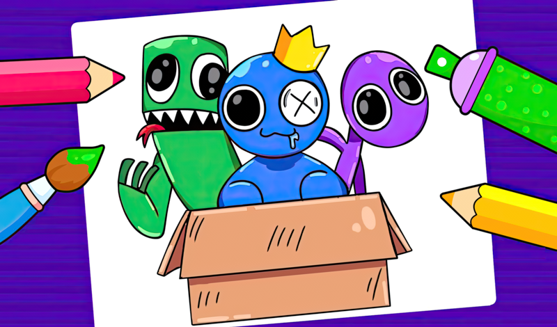 Blue Rainbow Friends Roblox Coloring Pages for Kids - Download