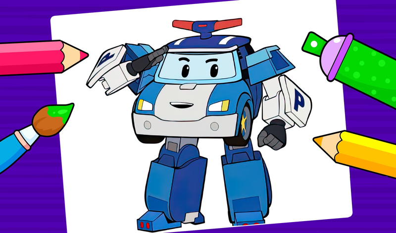 Robocar Poli - Coloring book for kids — play online for free on Yandex Games