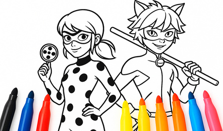 Ladybug & Cat Noir: Coloring Book for Kids