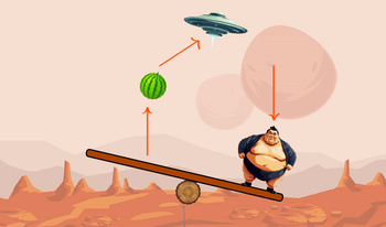 Catapult, watermelon and UFO