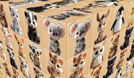 Пушистый Маджонг 3D. Разбери Кубик