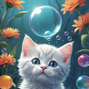 Kitten and Its Bubble Treat