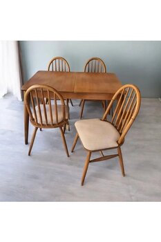 Ert ahşap Ahşap Yüzüklü Döşemeli Ada Sandalye Masif Ham Sandalye