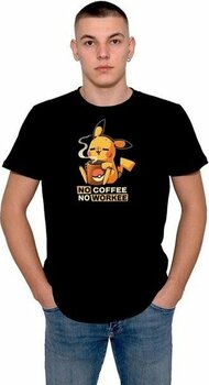 BUMETA Pokemon Pikachu Pikaçu No Coffee No Workee Tişört  T-Shirt - M - Siyah