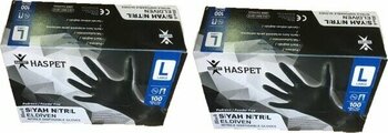 Haspet Siyah Nitril Pudrasız  Eldiven L 100 Adet 2 Kutu