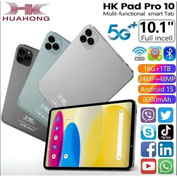 HK Pad Pro 10 Tablet 10.1İnç 4GBRAM 32GB DEPOLAMA 1TB YÜKSELTILEBILIR 5G Android 8000mAh - Siyah - 32 GB