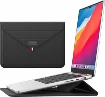 Macbook Pro 14 İnç M3 / M3 Pro / M3 Max A2992 Uyumlu Deri Tasarım Standlı Taşıma Çanta  13 - 14,9 İnç Siyah