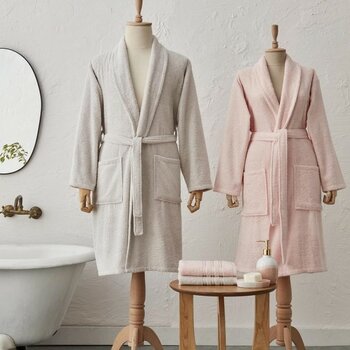 Braventa Collection Home Carli 4 Parça Bornoz/baş Havlusu Aile Banyo Seti Pudra Gri