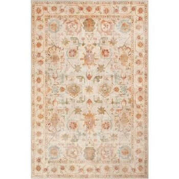 Cool Halı Private Bej Eskitme Vintage Halı Etnik Otantik Dokuma Şönil Halı Yıkanabilir Salon Halısı - Çok Renkli - 300 x 400 cm