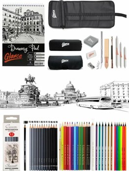 Eskiz Defteri St.Petersburg Dereceli Kalem Metalik Fosforlu Sulu Kuruboya Kalemi Çantalı Eskiz Set