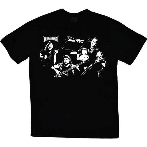 Stonedfame Metallica Baskılı Siyah %100 Pamuk Kısa Kol Bisiklet Yaka M T-Shirt