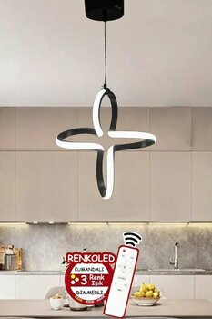 Renkoled Aydınlatma 3 Renk Işıklı Modern Sarkıt Led Avize Siyah