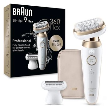 Braun Silk·épil 9 Flex, Kolay Tüy Alma İçin 360° Elastik Başlıklı Epilatör, Islak Ve Kuru Tüy Alma, Uzun Süre İçin Pürüzsüz Deri, 9-0