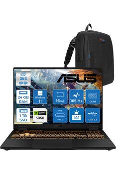 ASUS Tuf F16 FX608JH İ5-13450HX 24GB 1tb SSD 8GB/RTX5050 115W 165Hz 16\" Fhd+ IPS W11HOME WRV082H03