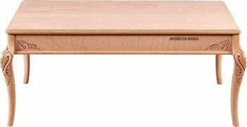 Mobilya Baba Manavgat Oymalı Orta Sehpa Cilasız Ham Ahşap