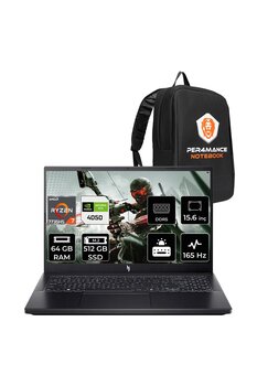 ACER Nitro V15 R7 7735HS 64GB 512GB SSD RTX4050/6GB 75W 15.6'' FHD 165Hz FDOS Gaming Laptop & ÇANTA