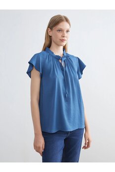 LC Waikiki Vizyon Yeni Sezon Bağlamalı Yaka Dokulu Bluz 36 Beden