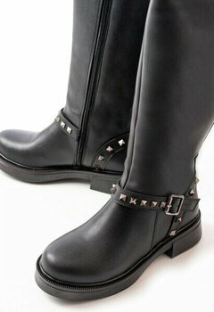02-307 Siyah Düz Topuklu Günlük Bayan Binici Çizme - 38 - Çok Renkli