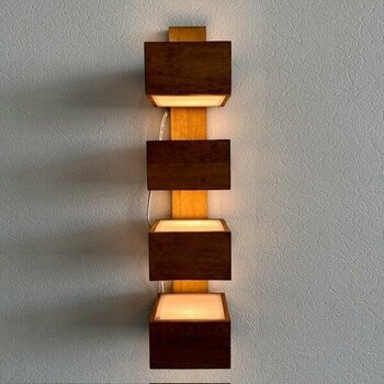 Duvar Tipi 4 Gözlü Modern Işıklı Ahşap Aplik (ALINDI055)