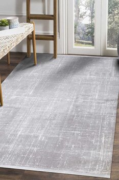 Frenda Parlak Saten Dokulu Bambu Tuşe Modern Trend Halı Pm03 Gri