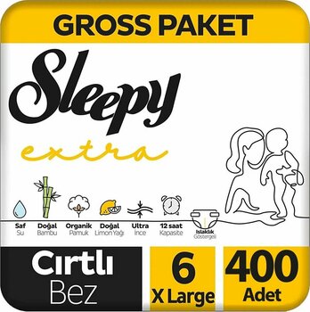 Sleepy Extra Bebek Bezi Gross Paket 6 Beden 400 Adet 15-25 Kg