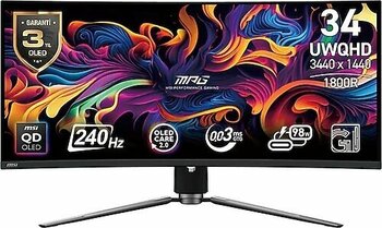 MSI MPG 341CQPX QD-OLED 34" 0.03 ms UWQHD Curved 240 Hz Oyuncu Monitörü