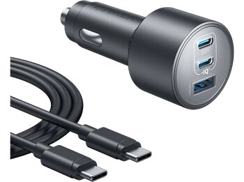 Anker 167W 3 Port 1 Metre Type-C Kablo Araç İçi Şarj Cihazı Siyah